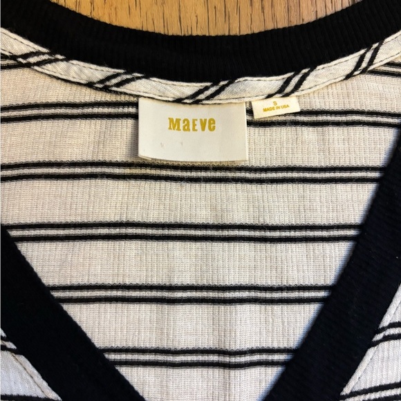 Maeve Black and White Striped Short Sleeve Tee - Picture 3 of 6